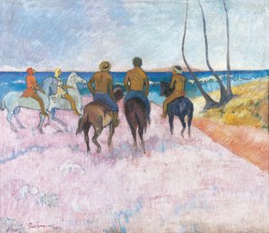 フランス語  Cavaliers sur la plage 28I29 浜辺のライダー (I) 作： ポール・ゴーギャン