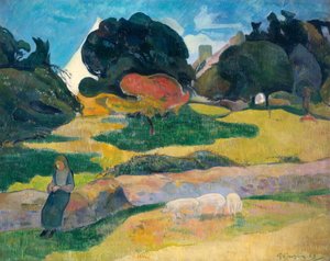 豚を飼う少女、1889年 作： Paul Gauguin