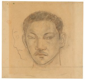 タヒチ人の頭部と、その右隣の2番目の頭部の横顔 作： Paul Gauguin