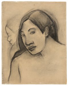 タヒチの女性の頭、正面と横顔のビュー 作： Paul Gauguin