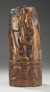 ヒナとファトゥ」1892年頃（タマヌキ材 作： Paul Gauguin
