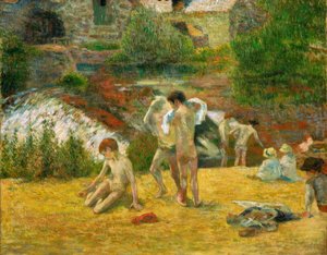 お風呂で若いブルトン人、またはボワdのミルで水泳 作： Paul Gauguin