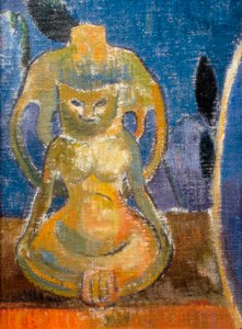 La belle Angele, Madame Satre (1868-1932) ポン・アヴェンのホテルマン、彫刻の細部 作： Paul Gauguin
