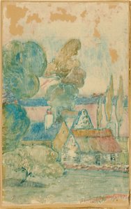 わらぶき屋根のコテージ 作： Paul Gauguin