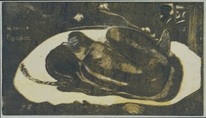 亡霊を恐れる嘘つき少女 死者の霊に見られる Mauao tupapau (オブジェクトのタイトル) 作： Paul Gauguin