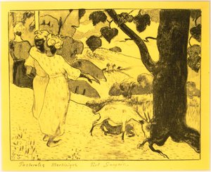 マルティニークの牧歌、ヴォルピーニ組曲より: リトグラフの素描、1889., 1889. 作： Paul Gauguin