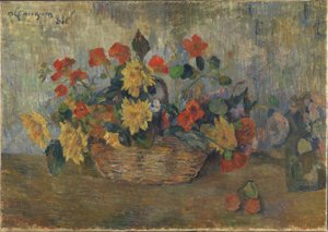 ナスタチウムとダリアのバスケット仕立て 作： Paul Gauguin