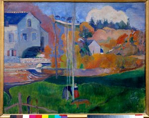 Paysage de Bretagne, le moulin david（ブルターニュの風景、ダヴィッドの搾り場）Paul Gauguin（1848-1903）の絵画。
