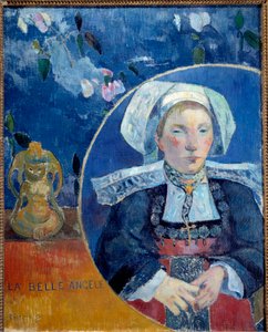 伝統的な衣装を身にまとった美しいアンジェル・ア・ブルトン人の肖像 - ポンアベン（Pont-Aven）のホテリエ、マダム・ド・サトル（1868-1932）の肖像 - ポール・ゴーギャン（1848-1903）の絵画 1889年 日 0,92 x 0,73 m パリ、オルセー美術館 作： Paul Gauguin