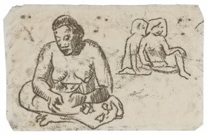 座っている女性 (シスター オブ チャリティーの絵画に関連) 作： Paul Gauguin