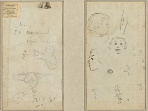 座像と牛。 子供の頭の 3 つの研究