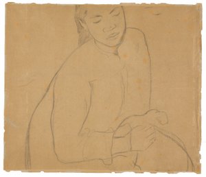 座っているタヒチの女性 (絵画 Te faturuma [空想] に関連) 作： Paul Gauguin