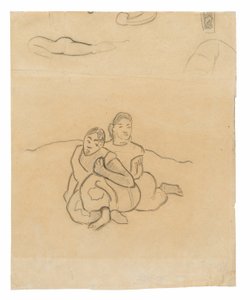 座っているタヒチの女性 (絵画 Nafea faa ipoipo [いつ結婚しますか?] に関連) およびその他のスケッチ 作： Paul Gauguin