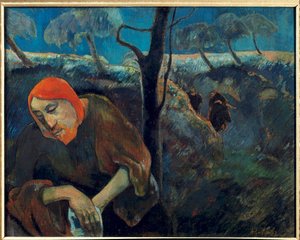 ポール・ゴーギャン（1848-1903）の絵画「自画像」または「オリーブの園のキリスト」 1889年 パームビーチ。ノートン・ミュージアム・オブ・アート 作： Paul Gauguin