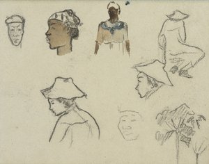 数字と葉のスケッチ 作： Paul Gauguin