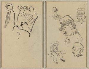兵隊; 4 人の兵士と座っている人物 [裏面] 作： Paul Gauguin