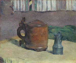 静物：ウッドタンカードとメタルピッチャー、1880年。 作： Paul Gauguin