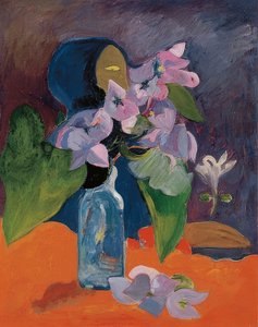 花とアイドルのある静物。 1892年頃 作： Paul Gauguin