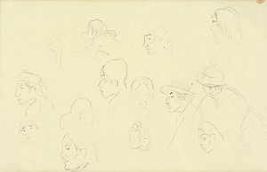 頭と人物の研究、1893年 作： Paul Gauguin