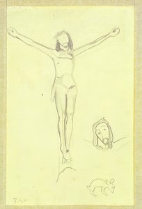 イエローキリストのための研究、1889年 作： Paul Gauguin