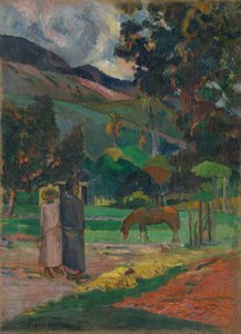 タヒチの風景、1892年。 作： Paul Gauguin