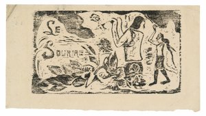 タヒチ、花、葉、Le sourire のヘッドピース 作： Paul Gauguin