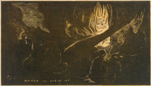 悪魔はマーナのヴァルアイノを語る、『フレグランス ノア ノア』より、1893-94., 1893-94. 作： Paul Gauguin