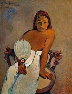 ファンを持つ少女、1902 作： Paul Gauguin