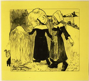 ブルターニュの喜び、ヴォルピーニ組曲より: デッサンの石版画、1889., 1889. 作： Paul Gauguin