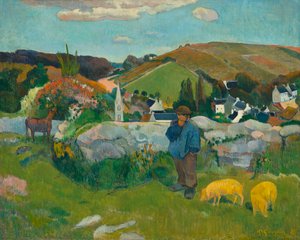 豚飼い、1888 作： Paul Gauguin