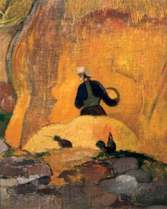 黄色い石臼」または「金髪の収穫」（詳細）1889年（油彩・キャンバス 作： Paul Gauguin
