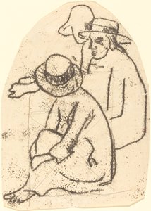 3人のタヒチ人 (「愛の姉妹」のための習作) 作： Paul Gauguin