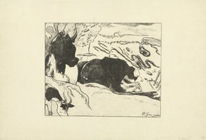 2 人の洗濯婦が水で衣服を洗う レ ラヴァンディエール 作： Paul Gauguin