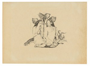 しゃがむ二人のマオリ女性 作： Paul Gauguin