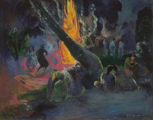 ゴーギャン、ポール・ユージン・アンリ（1848-1903）の「Upa upa, la danse du feu - ウパ・ウパ（火の踊り）」。油彩・キャンバス 作： Paul Gauguin