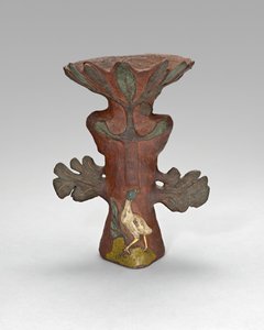 鳥と神が描かれた熱帯植物の形をした花瓶、188788。 作： Paul Gauguin