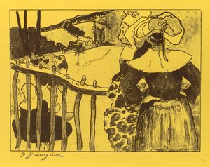 ボルピニスイート：ゲートでブルターニュの女性バリエールアラバリエール、1889年。 作： Paul Gauguin