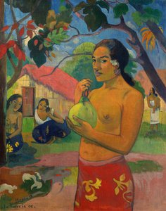 どこへ行くの?、または果物を持つ女性 作： Paul Gauguin