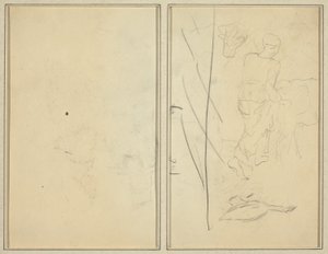 牛とガチョウを持つ女性。 反証 [裏面] 作： Paul Gauguin