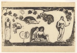 女性、動物、葉 作： Paul Gauguin