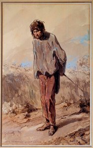 A bad 15 minutes A convict has the gallows.ポール・ガヴァルニ（1804-1866）による水彩・ガッシュ画 作： Paul Gavarni