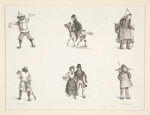 被験者2体と立像・立像4体 作： Paul Gavarni
