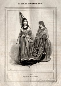 フランスのコスチュームの歴史：1843年、パリの女性。 作： Paul Gavarni