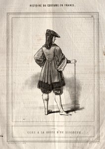 フランスのコスチュームの歴史：1843年の領主に続く人々。 作： Paul Gavarni