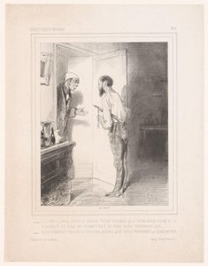 男はフラジョレットで隣人に話しかける Voilà trois heures voisin (...) (オブジェクトのタイトル) 作： Paul Gavarni
