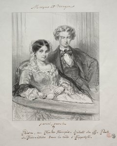 マスクと顔：パリック、パーラ：フェドレオテアトルフランセ...、1857-1858。 作： Paul Gavarni