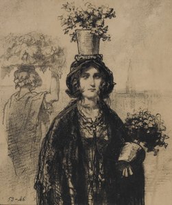 この春、私たちはたくさんの花をかぶっています。特に、Fashionable Magazine, plat..., 1853 の帽子に。 作： Paul Gavarni