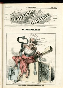 La Chanson illustree（雑誌）第52号、色で風刺する。Sainte Pelagie - 共和国、刑務所、Sainte Pelagie - Hadol (1835-1875)によるイラストレーション 作： Paul Hadol