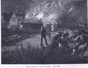1830年にケントで農場を燃やしている暴徒 作： Paul Hardy