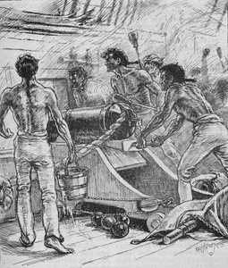 ロイヤルソブリンが銃に突き刺さり、魔神のように戦った1902 作： Paul Hardy